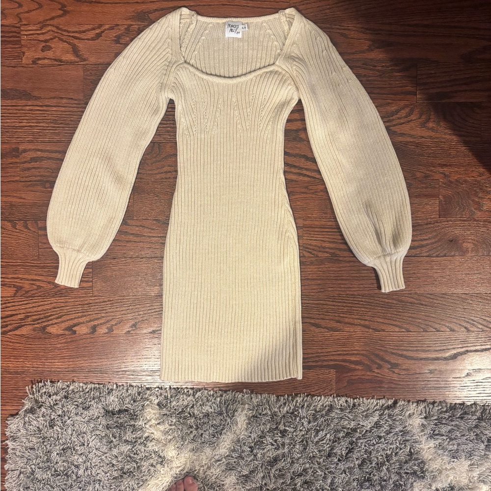 Princess Polly Cream Long Sleeve Dress